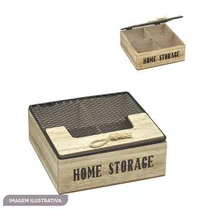 Caixa Home Storage<BR>- Bege & Preta<BR>- 7x18x18cm<BR>- Mabruk