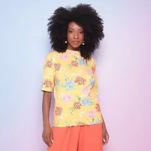 Camiseta Floral<BR> - Amarela & Laranja<BR> - Lança Perfume