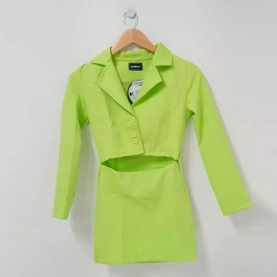 Vestido Com Recorte- Verde Limão