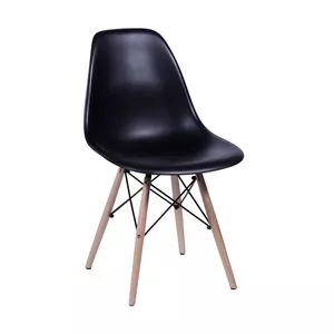 Cadeira Eames Kids<BR>- Preta & Madeira<BR>- 56,5x31x28,5cm