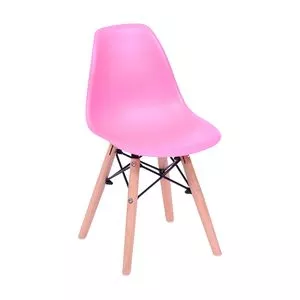 Cadeira Eames Kids<BR>- Rosa & Madeira<BR>- 56,5x31x28,5cm
