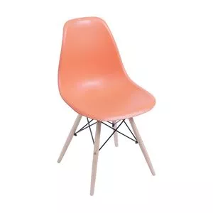 Cadeira Eames<BR>- Laranja & Madeira Clara<BR>- 80,5x46,5x42cm
