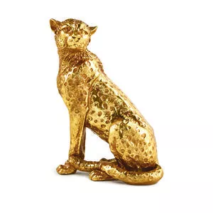 Leopardo Decorativo<BR>- Dourado<BR>- 20x15x9cm<BR>- Mart