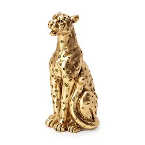 Escultura Decorativa Leopardo<BR>- Dourada<BR>- 10,5x4x5cm<BR>- Mart