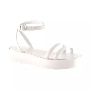 Sandália Plataforma Com Tiras<BR>- Off White<BR>- Salto: 3,4cm