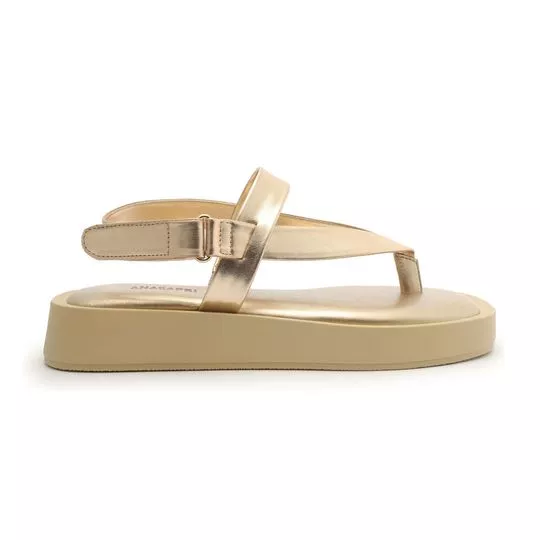 Sandália Plataforma Lisa- Dourada- Salto: 3,5cm