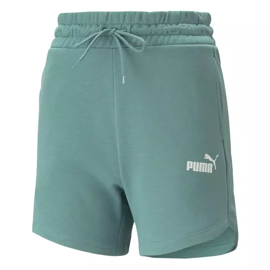 Short Puma® Com Bolso- Azul Turquesa & Branco