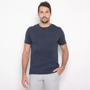 Camiseta Com Recortes<BR>- Azul Marinho