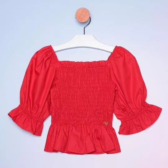 Blusa Com Franzidos- Vermelha- Luluzinha