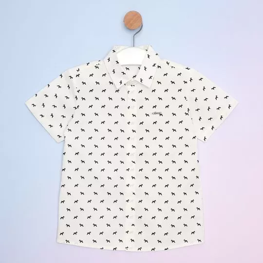 Camisa Cachorro- Off White & Preta- Oliver