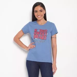 Camiseta Wrangler®<BR>- Azul & Rosa Escuro