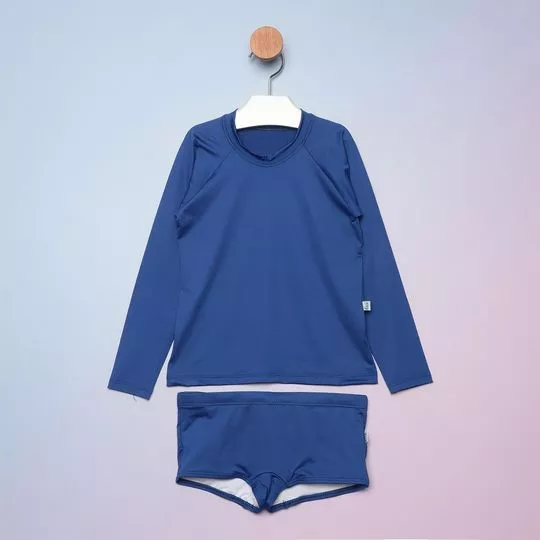 Conjunto De Camiseta & Sungão Liso- Azul- Ceci Moda Praia