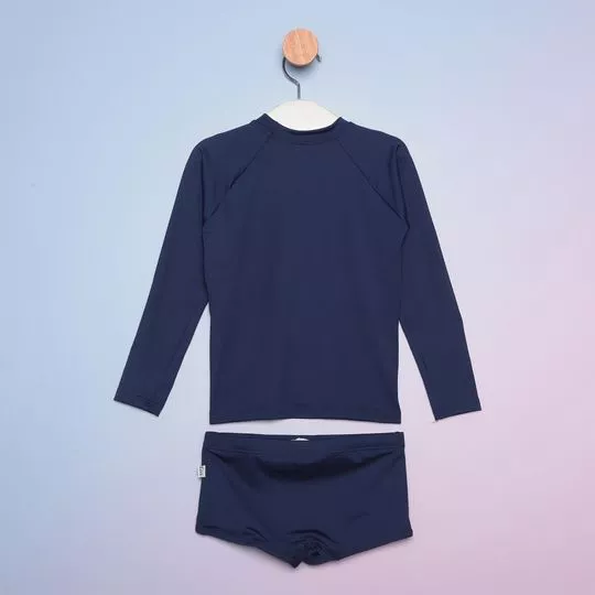 Conjunto De Camiseta & Sungão Liso- Azul Marinho- Ceci Moda Praia