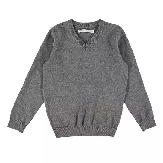 Suéter Texturizado- Cinza Escuro- Malwee Infantil