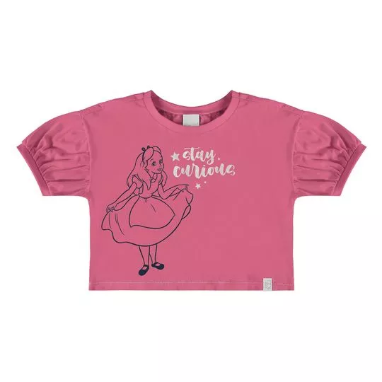 Cropped Disney®- Rosa Escuro & Preto- Malwee Infantil