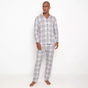 Pijama Xadrez<BR>- Cinza Claro & Cinza Escuro