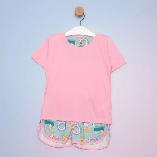 Pijama Cachorrinhos- Rosa Claro & Azul