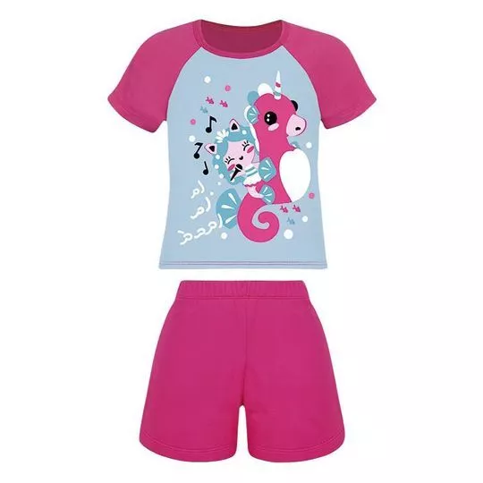 Pijama Sereia- Azul Claro & Pink