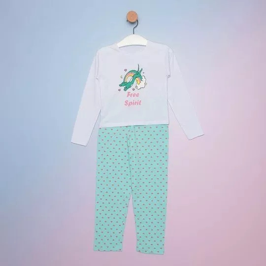 Pijama Free Spirit- Branco & Azul Claro