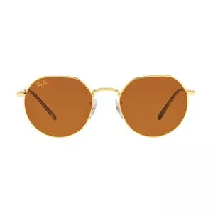 Óculos De Sol Arredondado<BR>- Dourado & Marrom<BR>- Ray Ban
