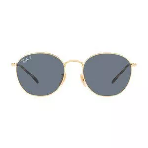 Óculos De Sol Arredondado<BR>- Dourado & Preto<BR>- Ray Ban