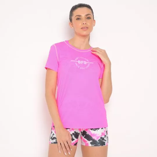 Camiseta Com Inscrição- Rosa Neon- Body For Sure
