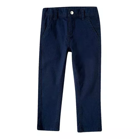 Calça Jeans Com Recortes- Azul Marinho