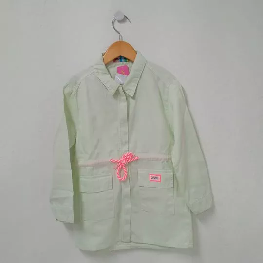 Jaqueta Com Bolsos- Verde Claro & Rosa