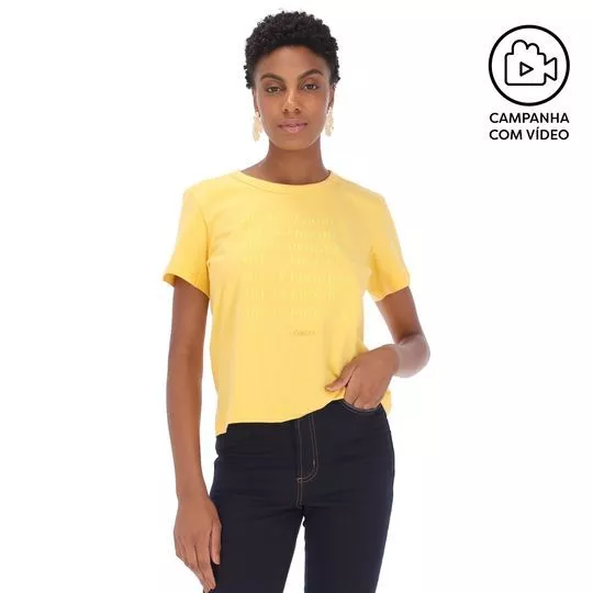 Camiseta Com Inscrições- Amarela- Colcci