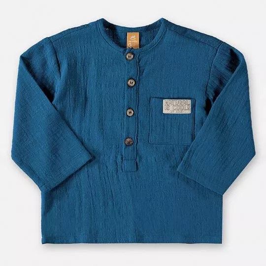 Camiseta Com Bolso- Azul Escuro- Up Baby & Up Kids