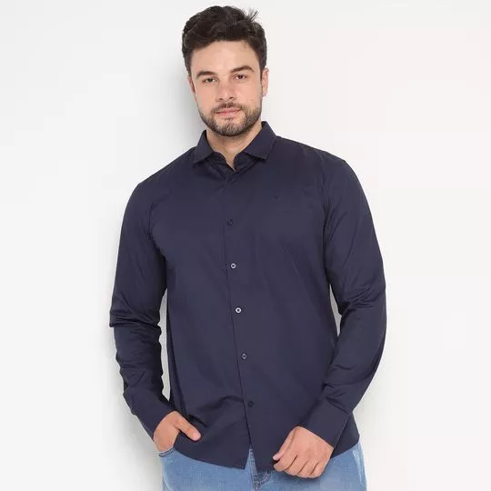 Camisa Slim Fit Forum®- Azul Marinho