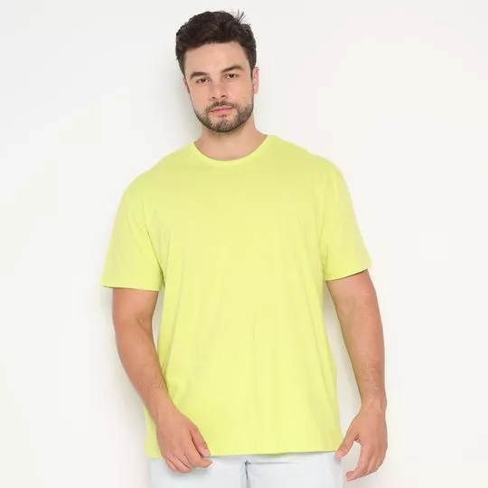 Camiseta Com Bordado- Verde limão & Branca