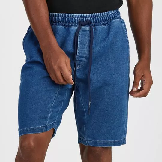 Bermuda Jeans Com Bolsos- Azul