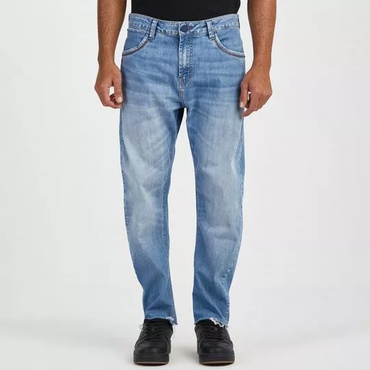 Calça Jeans Reta Estonada- Azul Claro