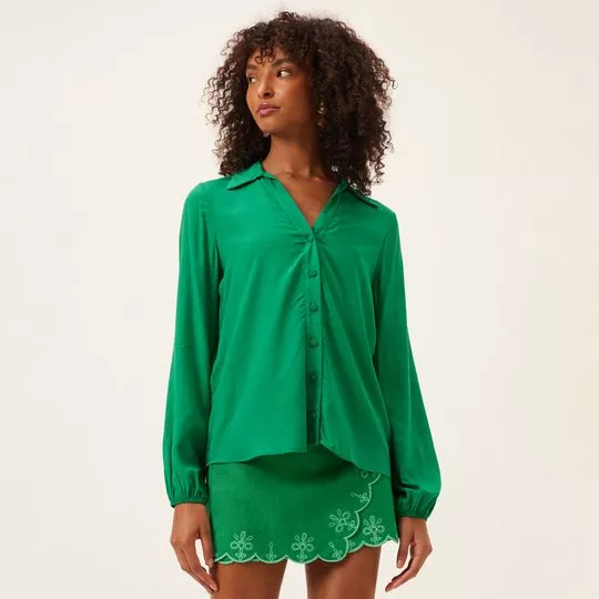 Camisa Com Franzidos- Verde