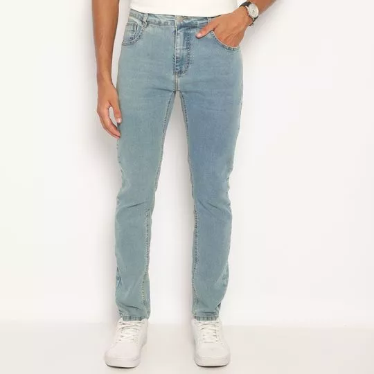 Calça Jeans Skinny Com Bolsos- Azul Claro- Iódice