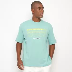Camiseta Em Piquê<BR>- Verde Água & Amarela