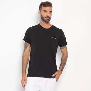Camiseta Básica Com Bordado<BR>- Preta & Branca