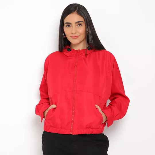 Jaqueta Com Capuz- Vermelha