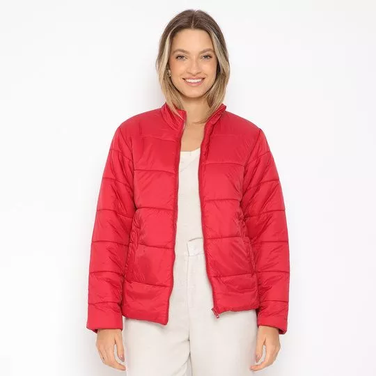 Jaqueta Com Matelassê- Vermelha