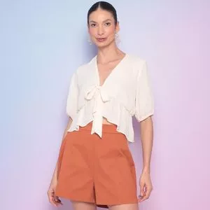 Cropped Com Babados<BR> - Off White<BR> - My Favorite Things
