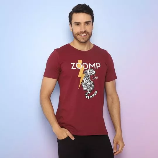 Camiseta Com Recortes- Bordô & Amarelo Escuro- Zoomp