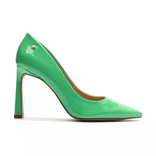 Scarpin Envernizado Com Tag- Verde- Salto: 9,5cm- My Shoes