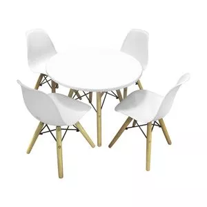 Mesa Infantil Eames Com Cadeiras<BR>- Branca & Marrom Claro<BR>- 5Pçs<BR>- Seat & Co