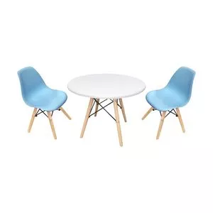 Mesa Infantil Eames Com Cadeiras<BR>- Branca & Azul<BR>- 3Pçs<BR>- Seat & Co