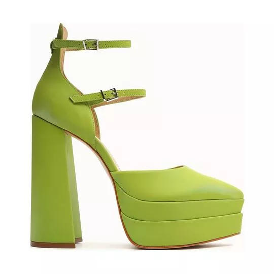 Sapato Meia Pata Com Fivelas - Verde Limão - Schutz