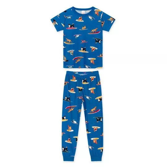 Pijama Cachorrinhos- Azul Escuro & Preto
