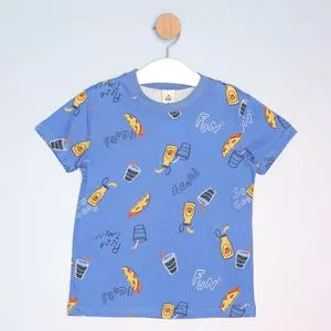 Camiseta Food<BR>- Azul & Amarela<BR>- HERING