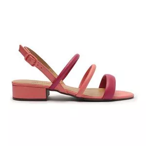 Sandália Com Tiras<BR>- Rosa & Pink<BR>- Salto: 4cm