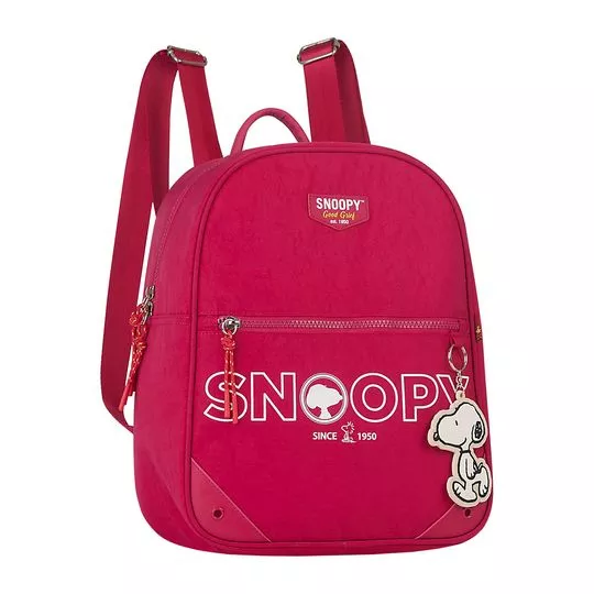Mochila Snoopy®- Rosa Escuro & Branca- 33x27x13cm- SNOOPY